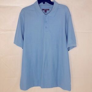 NORDSTROM NEW Blue Short Sleeve 100% Cotton Collared Polo Shirt Men’s Large NWOT